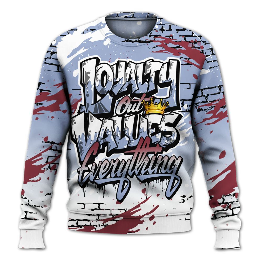 Sweatshirt To Match Black Metallic 5s - Values Of Loyalty Drip All Over Print
