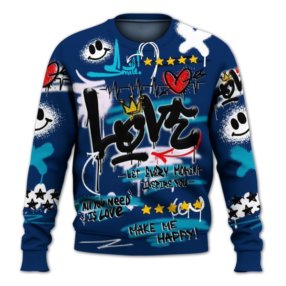 Sweatshirt To Match Kobe 5 X-Ray - Happy Love Beats Graffiti Streetwear All Over Print