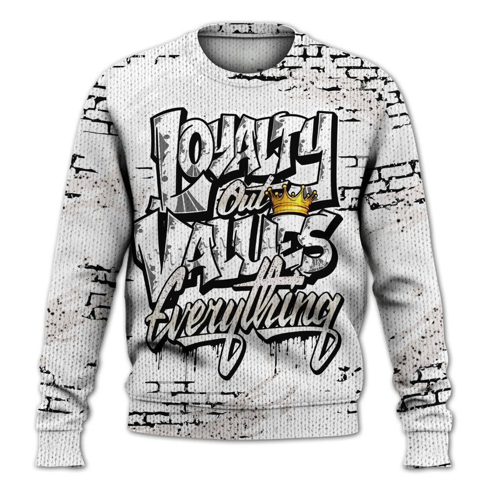 Knitted Sweater To Match Retro Reverse Metallic 5s - Values Of Loyalty Drip