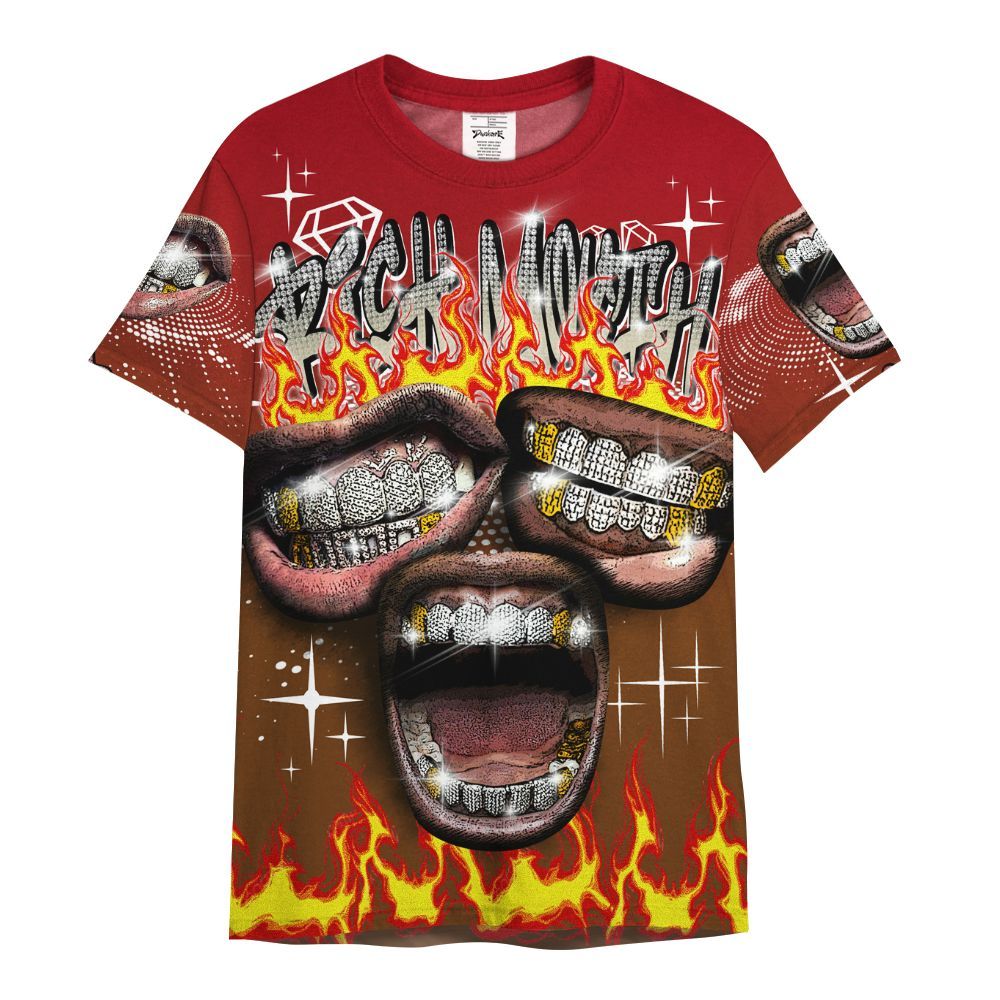 Shirt To Match Archaeo Brown 5s - Rich Mouth Fire Rap Retro 90s All Over Print