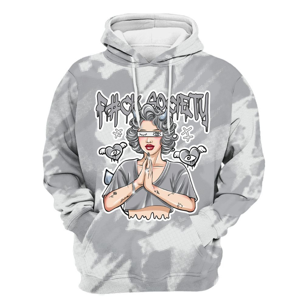 Hoodie To Match Low OG Wolf Grey 1s - F#ck Xociety Halftone All Over Print