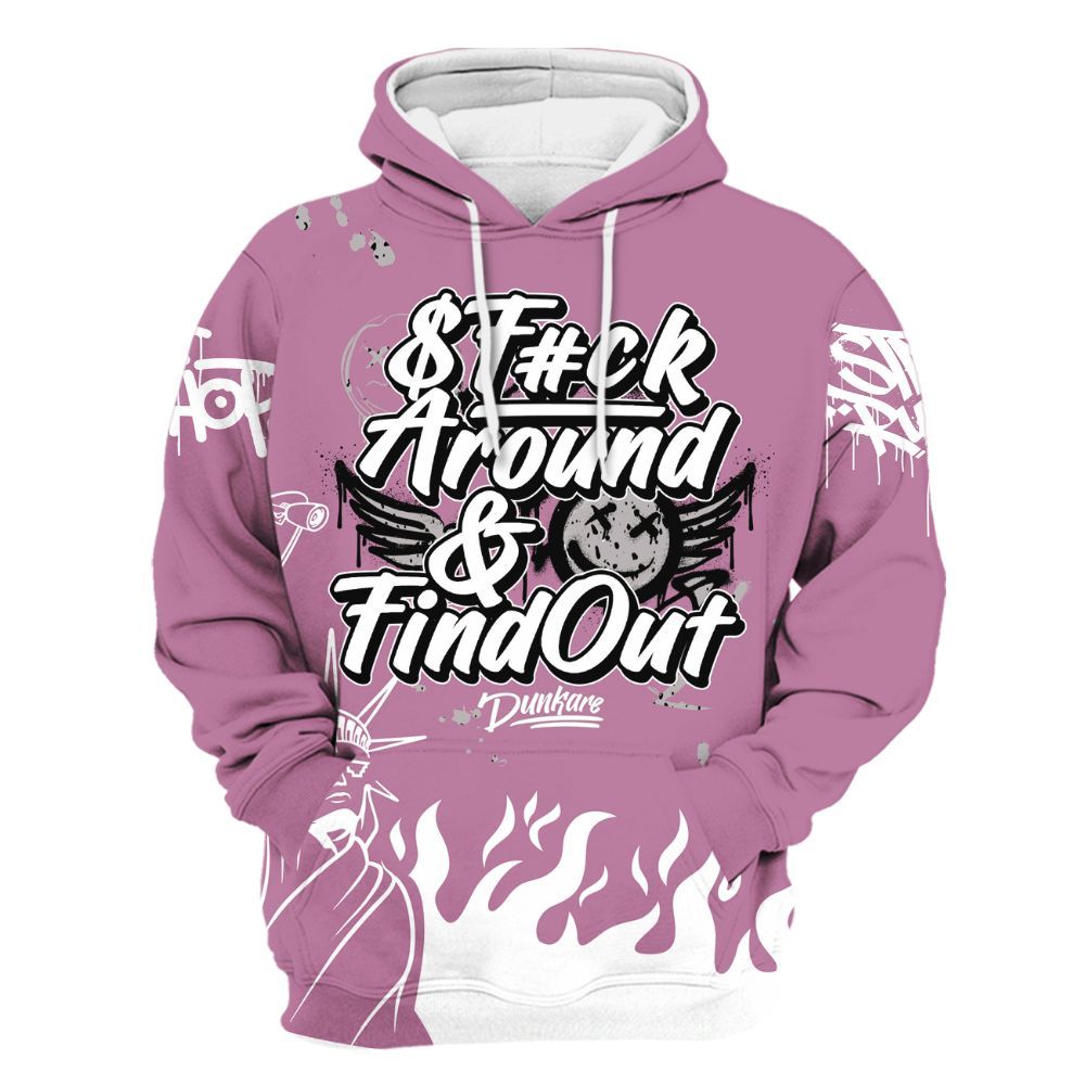 Hoodie To Match Neutral Grey Black White Orchid 4s - Graphic Fck Around Find Out All Over Print