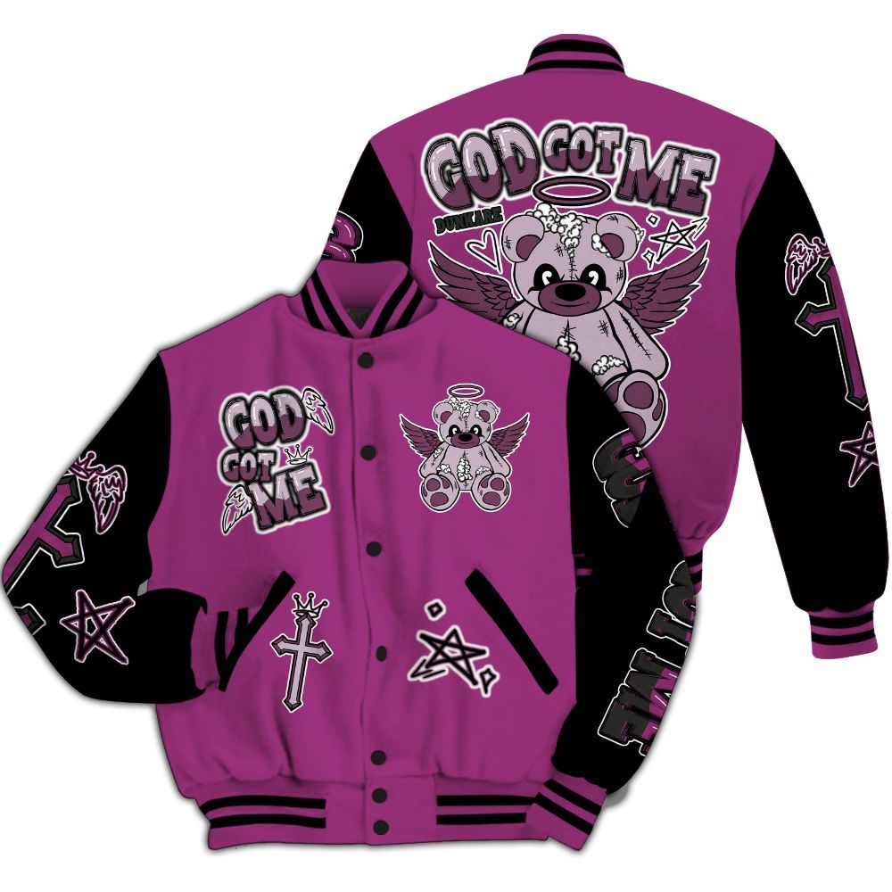 Varsity Jacket To Match Air Max Sunder Gore Tex Bold Berry - Gods Guides Me Bear All Over Print