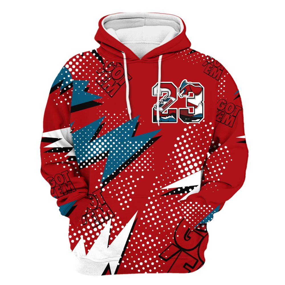 Hoodie To Match OG Varsity Red 17s - Custom Name Number 23 5s All Over Print