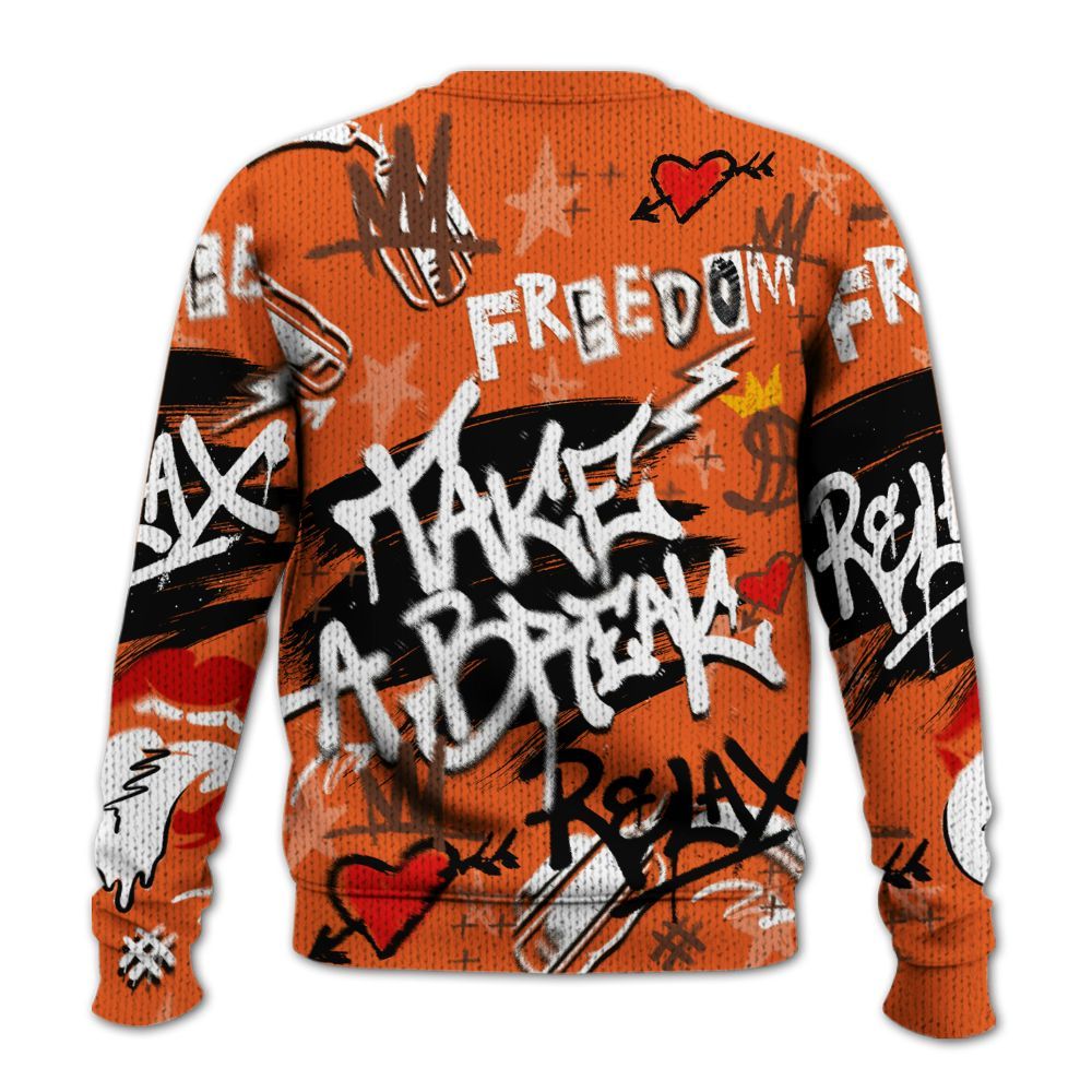 Knitted Sweater To Match High OG Starfish 1s - Take Break Freedom Graffiti Streetwear