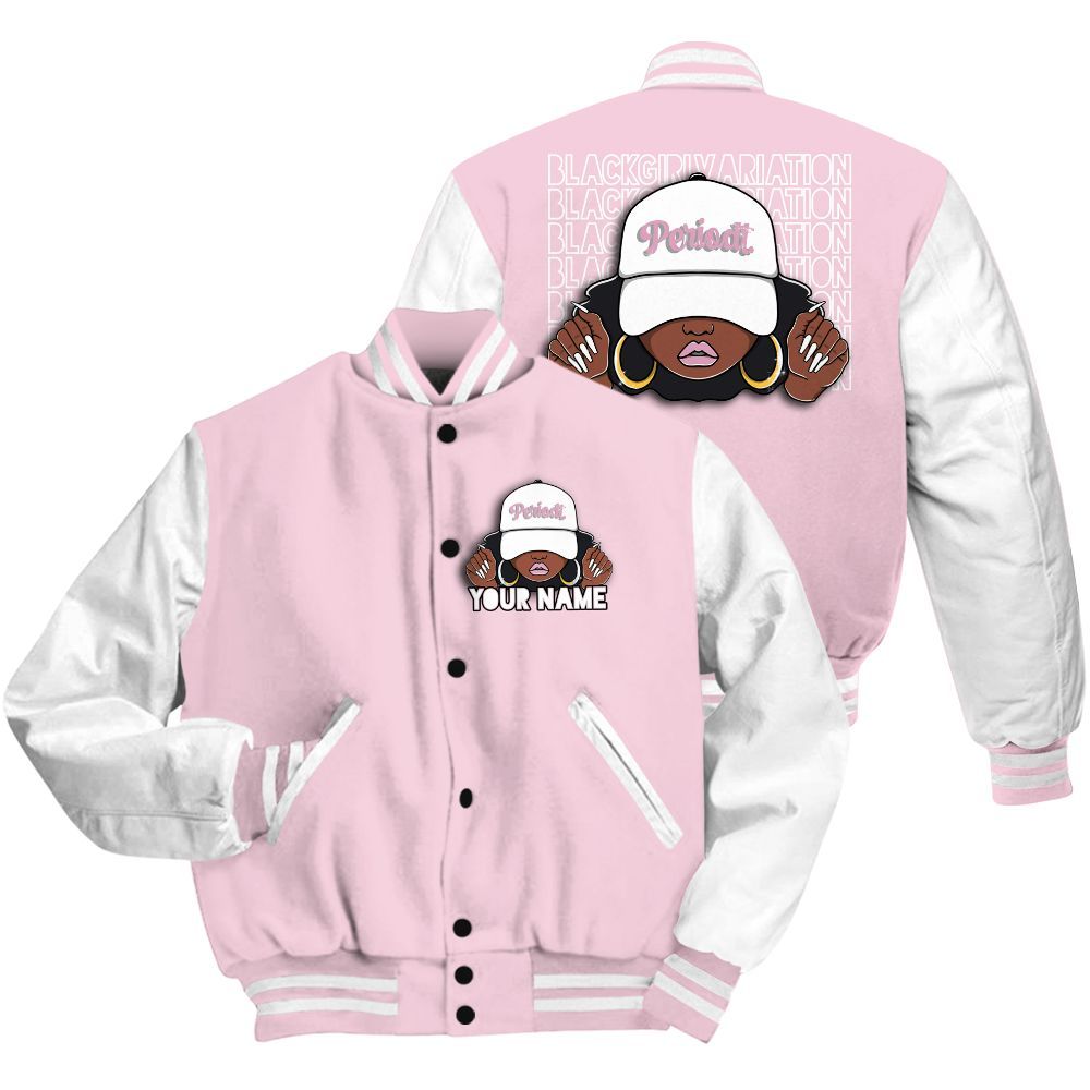 Varsity Jacket To Match Orchid 4s - Custom Name Black Girl All Over Print
