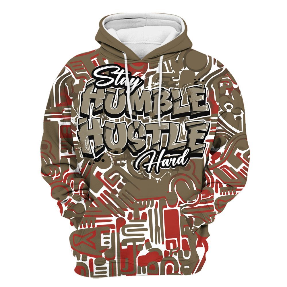 Hoodie To Match Olive 9s - Humble Hustle Retro All Over Print