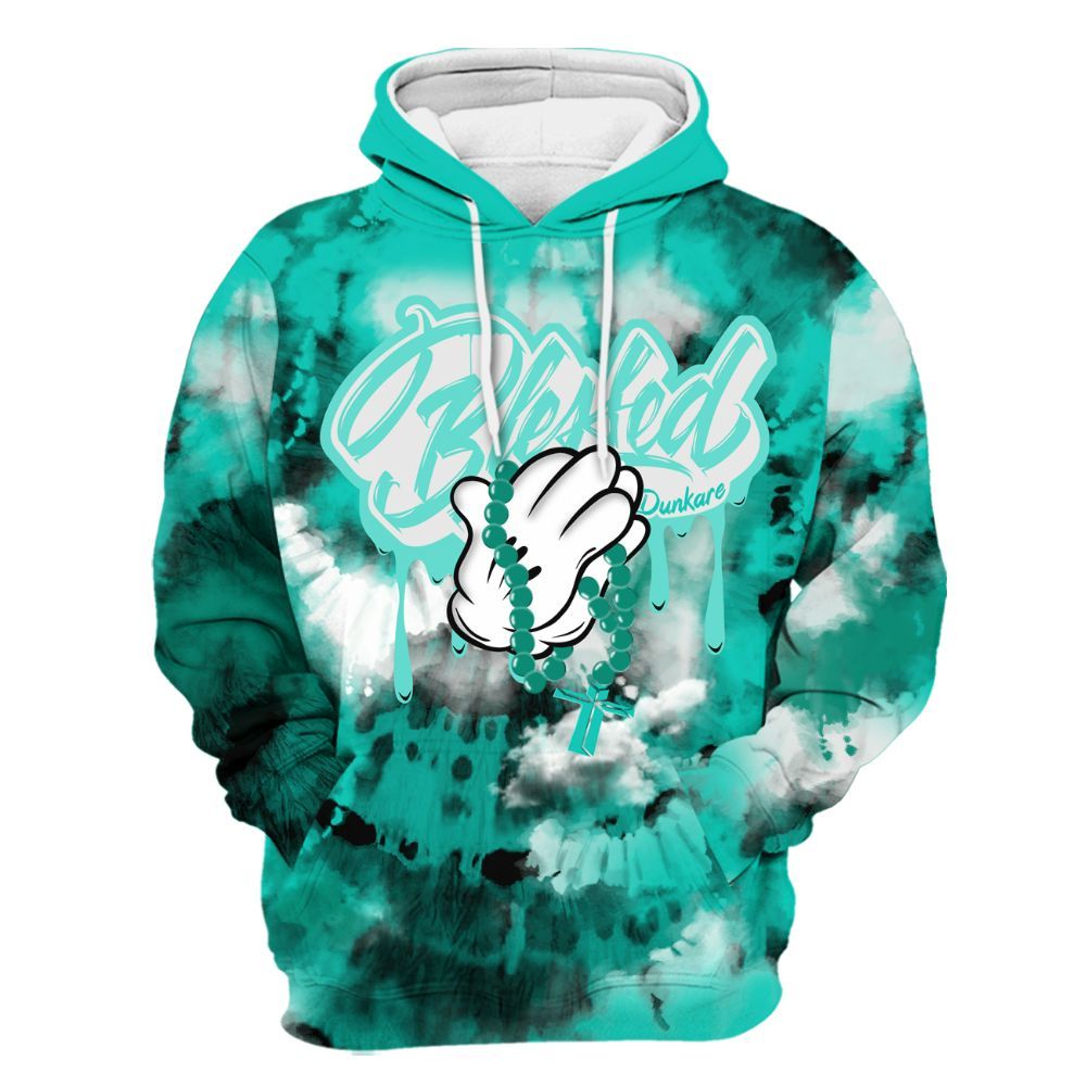 Hoodie To Match Dunk Low Clear Jade - God Blessed Tie Dye All Over Print