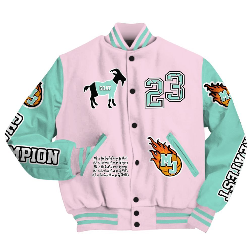 Varsity Jacket To Match Retro Easter 5s - 23 G.0.A.T Jump Up Basketball All Over Print