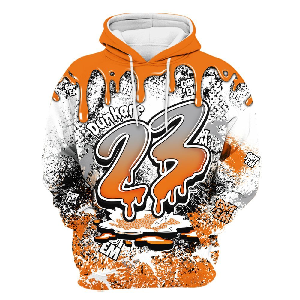 Hoodie To Match Orange Citrus 3s - Dripping 23 Drip All Over Print