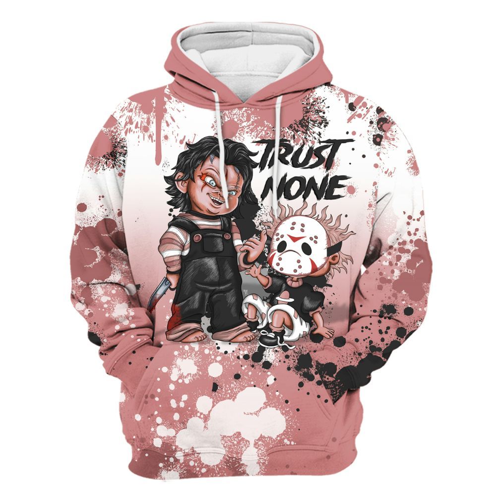 Hoodie To Match Low OG Rust Pink 1s - Trust No One Scary All Over Print