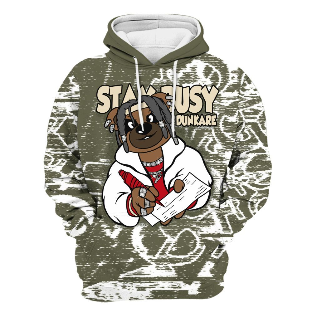 Hoodie To Match Low OG Medium Olive 1s - Maintain Activity Bear Avant-Garde All Over Print