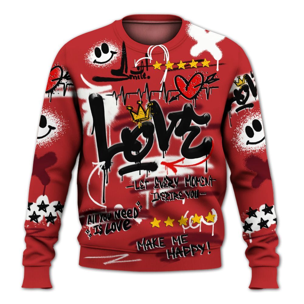 Sweatshirt To Match Kobe 9 Elite Christmas - Happy Love Beats Graffiti Streetwear All Over Print