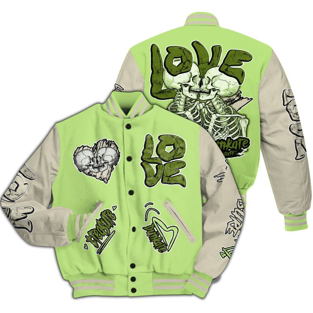 Varsity Jacket To Match Air Max Stussy Action Green - Skull Bear All Over Print