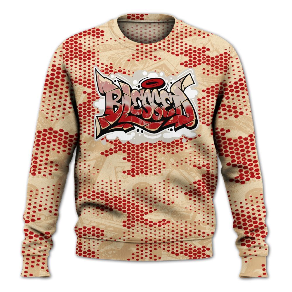 Sweatshirt To Match Dunk Low Strawberry Waffle - Blessing Graphic Banknotes All Over Print