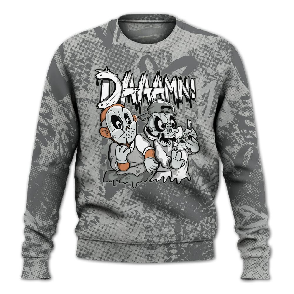 Sweatshirt To Match Retro Wet Cement 4s - Damn Shoe Graphic Heart Grunge All Over Print