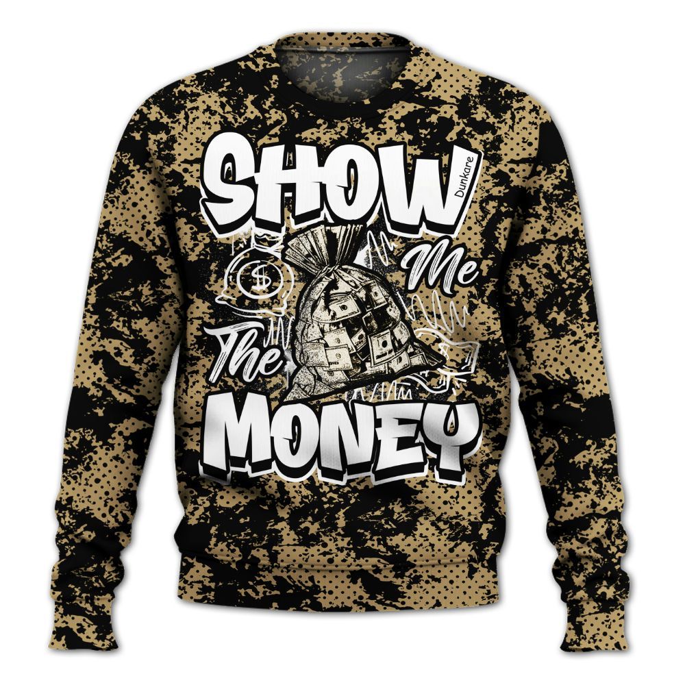 Sweatshirt To Match High OG Black Metallic Gold 1s - Show Me The Money Retro All Over Print