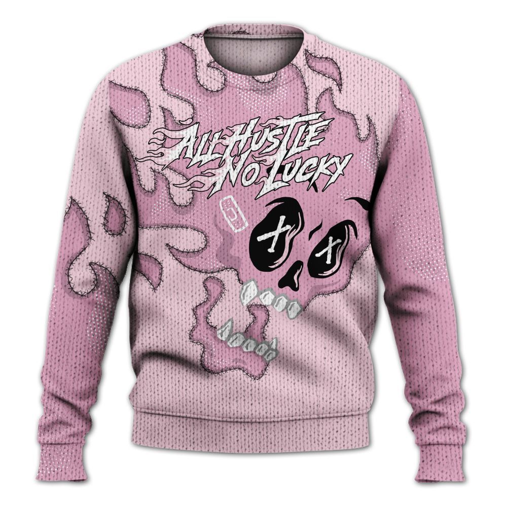 Knitted Sweater To Match Orchid 4s - All Hustle No Lucky Skull