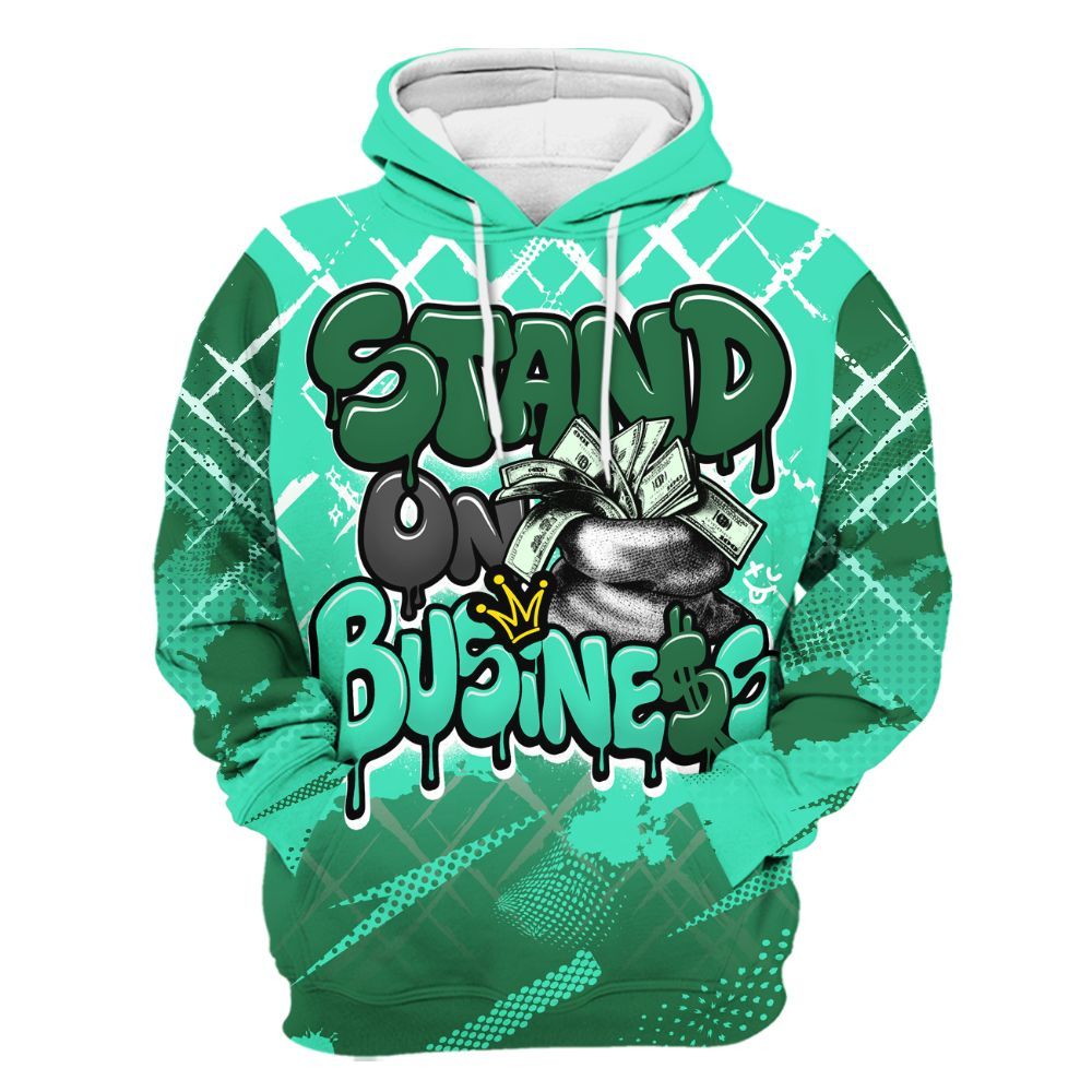 Hoodie To Match Black Green Glow 3s - Halftone Stand Business Dripping All Over Print