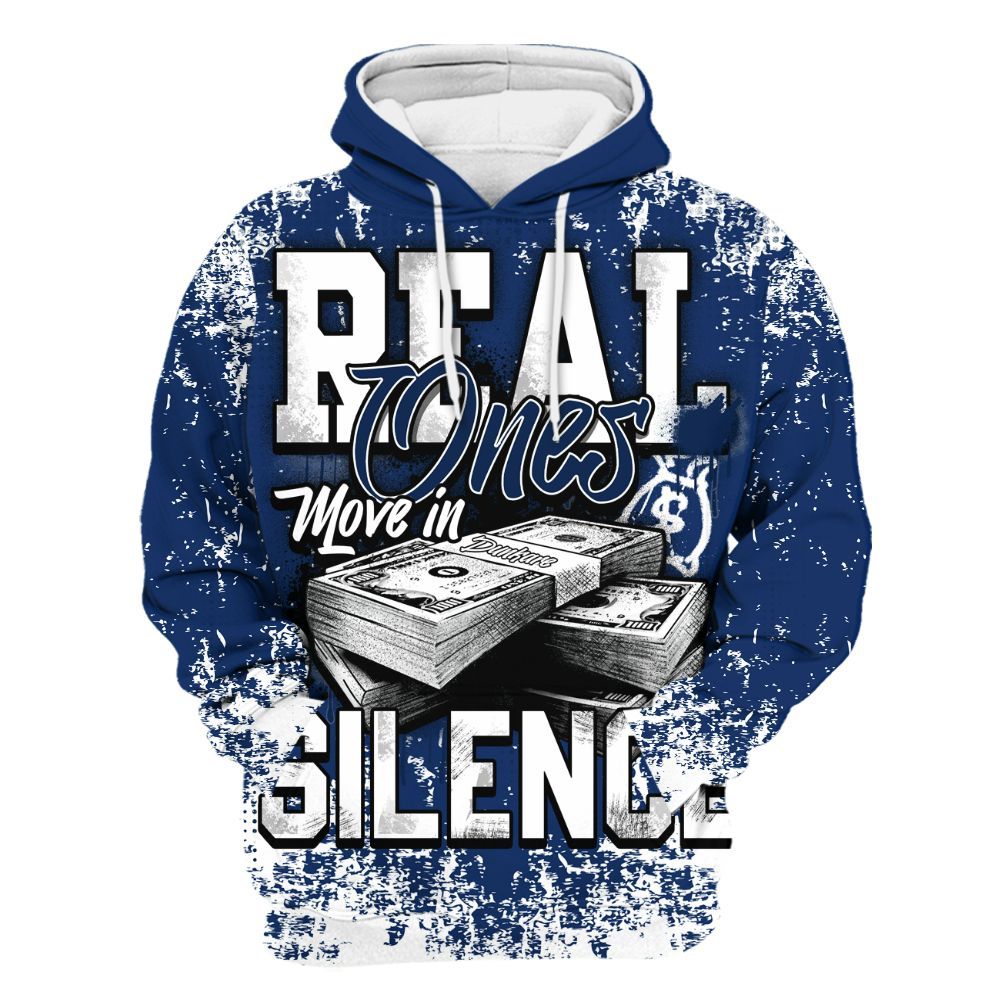 Hoodie To Match High OG Deep Royal Blue 1s - Move In Silence Money Street Retro All Over Print