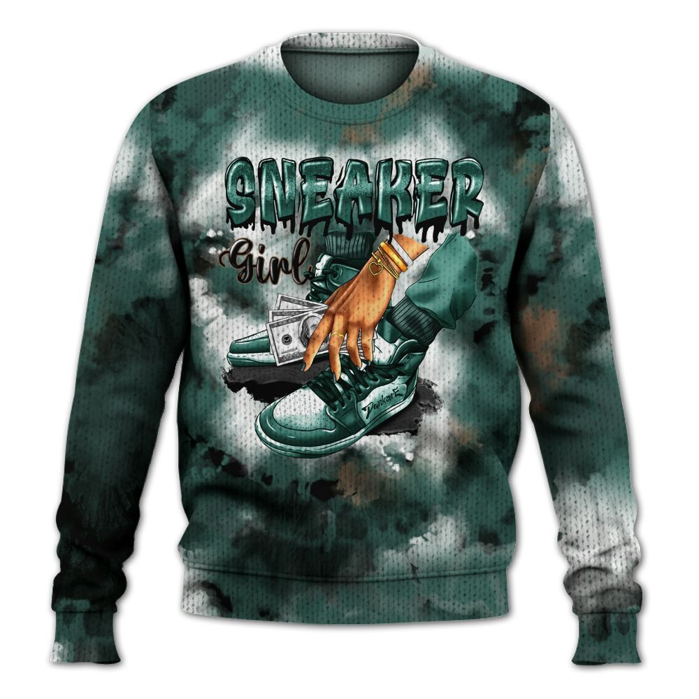 Knitted Sweater To Match Low OG Oxidized Green 1s - SNEAKER Girl Money Drip Tie Dye