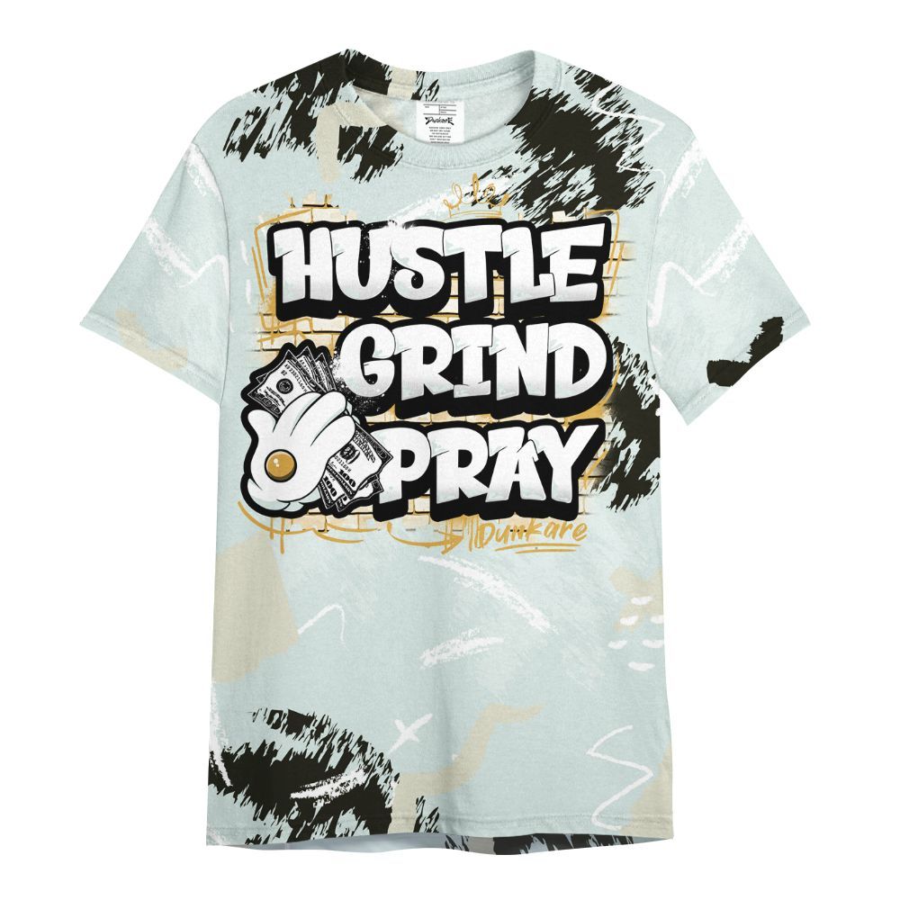 Shirt To Match Pure Platinum 4s - Hustle Grind Pray Graphic Street Style All Over Print