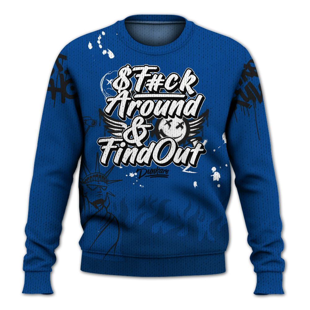 Knitted Sweater To Match Low 85 Royal 1s - Graphic Fck Around Find Out