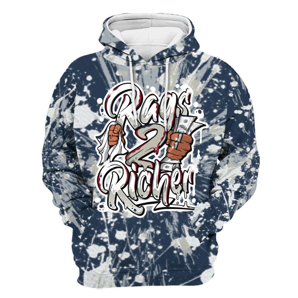 Hoodie To Match White Midnight Navy 6s - Rag 2 Rich Graphic Luxury All Over Print