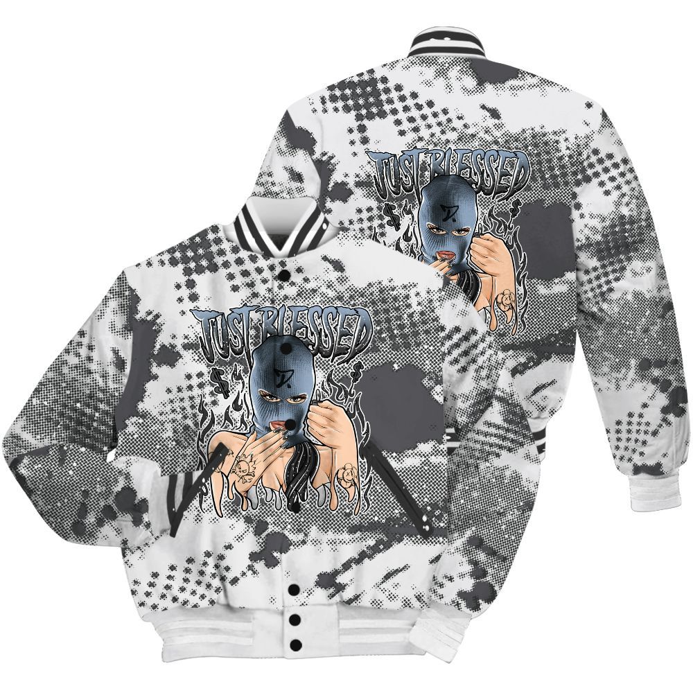 Varsity Jacket To Match Reverse Black White 6s Shirt - Blessed!! Smoke Dot All Over Print
