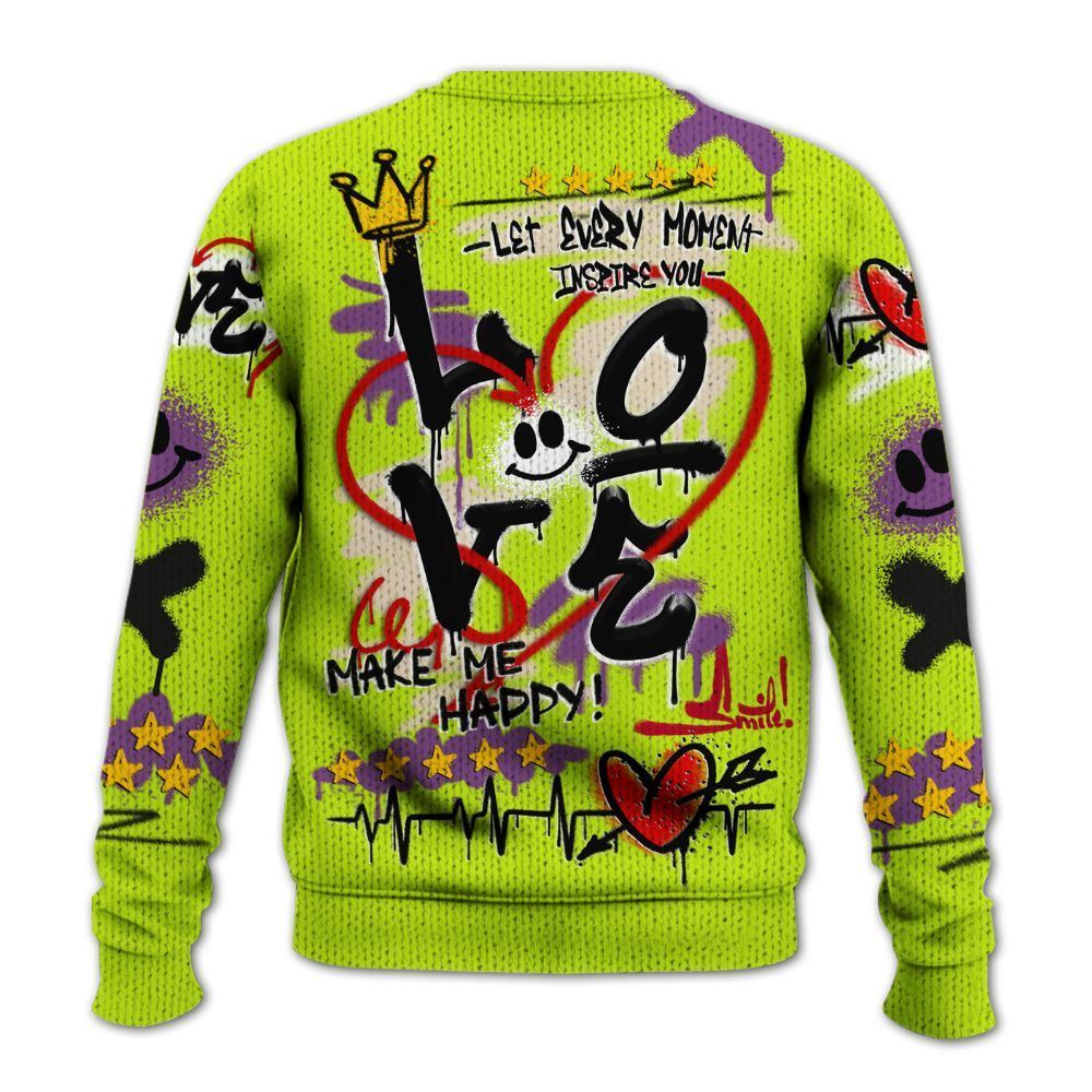 Sweater To Match GS Black Barely Volt 11s - Happy Love Beats Graffiti Streetwear Graphic