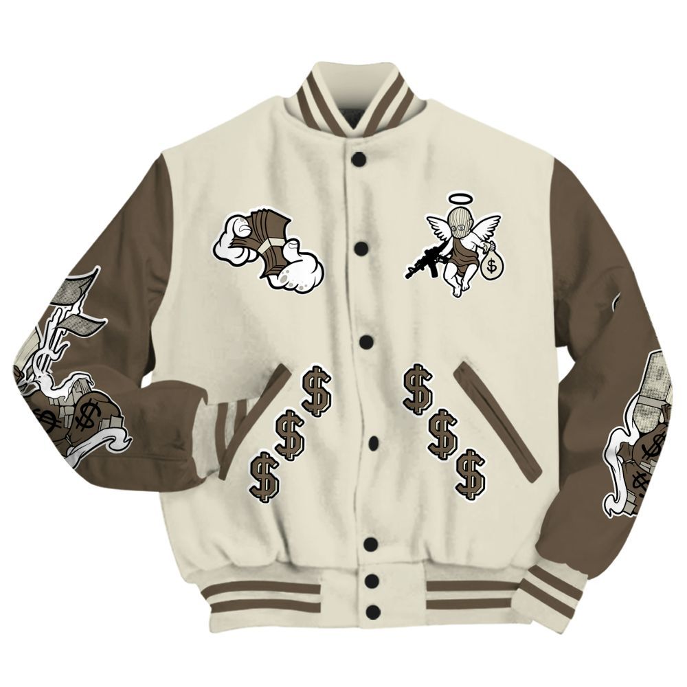 Varsity Jacket To Match Orewood Brown 3s - Ones Move In Silence Graphic All Over Print