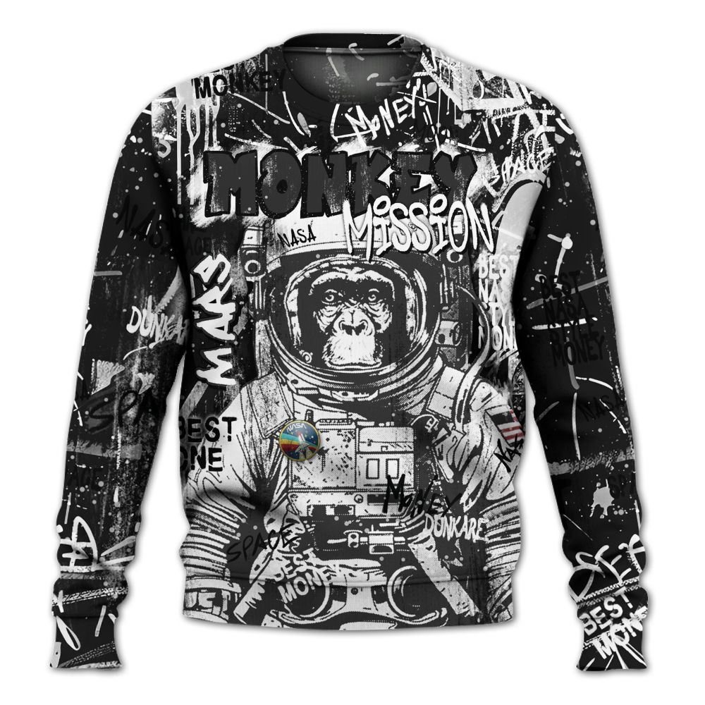 Sweatshirt To Match White Thunder 4s - Monkey Misson Space All Over Print