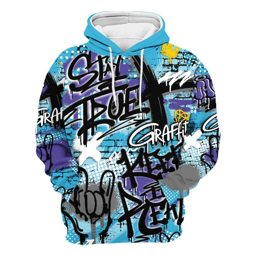 Hoodie To Match Retro Aqua 6s - True It Real Graffiti Streetwear All Over Print