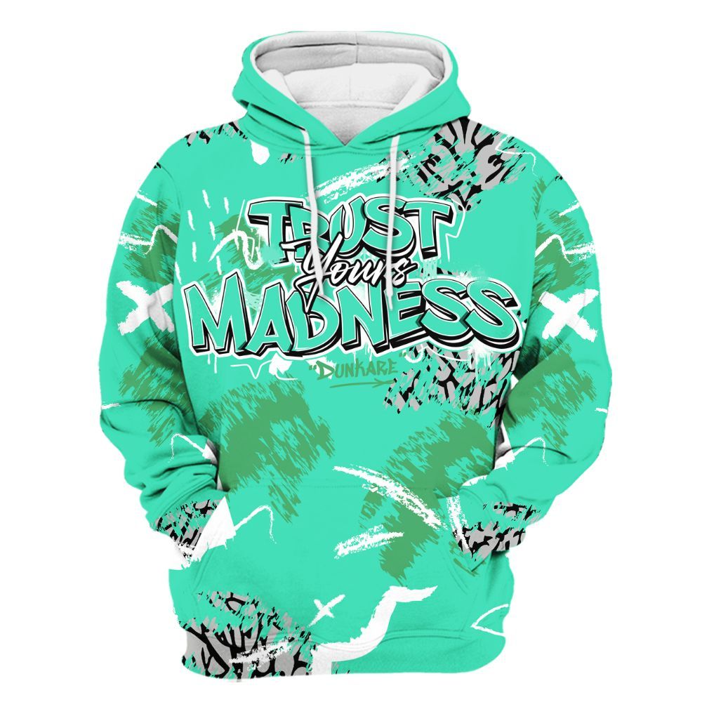 Hoodie To Match Black Green Glow 3s - Trust Your Madness Retro Green Glow 3s Outfit All Over Print