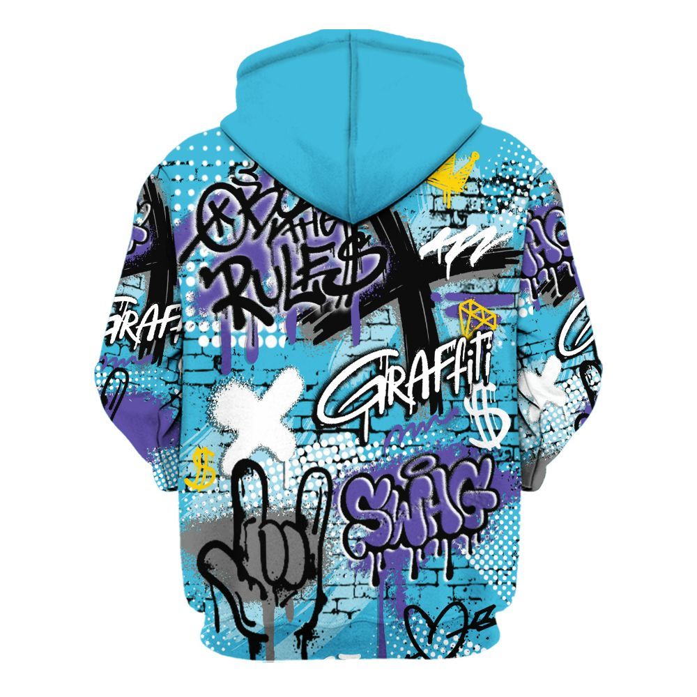 Hoodie To Match Retro Aqua 6s - True It Real Graffiti Streetwear All Over Print