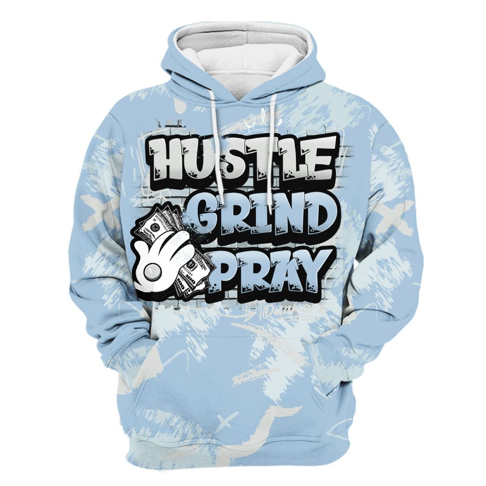 Hoodie To Match Forget Me Not 4s - Hustle Grind Pray Retro All Over Print