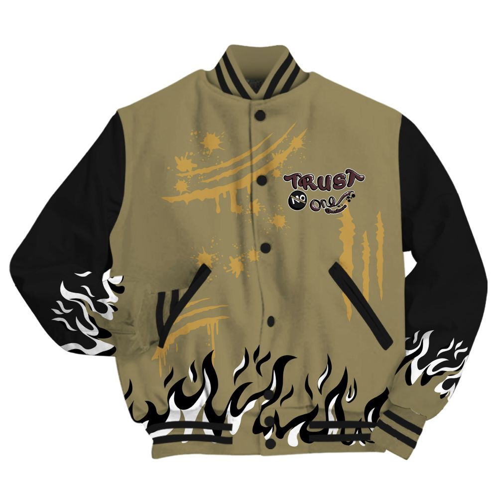 Varsity Jacket To Match Black Olive 7s - Graphic Trust No One All Over Print
