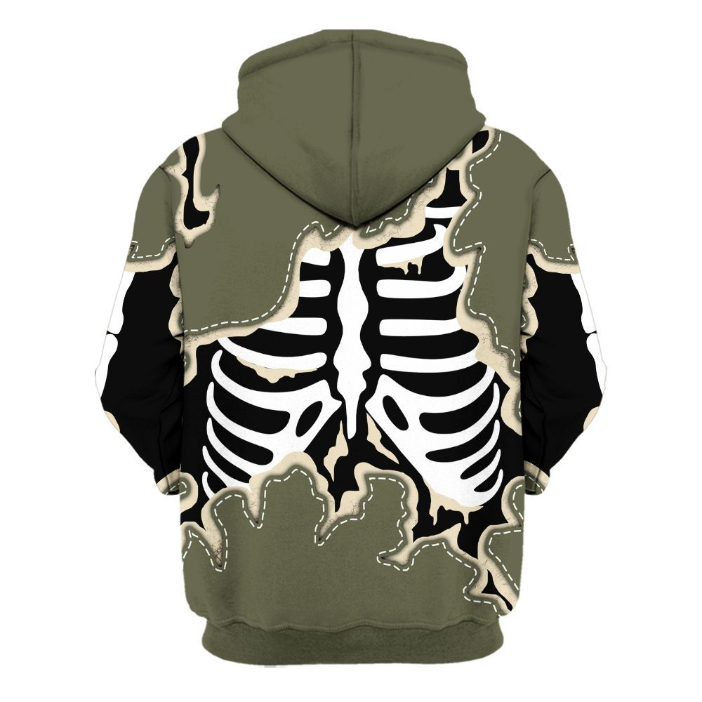 Hoodie To Match Travis Scott Low OG Medium Olive 1s - Skeleton Smiley Face All Over Print