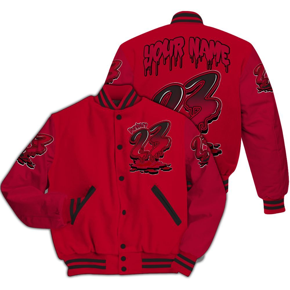 Varsity Jacket To Match Air Foamposite Pro Gym Red - Custom Name 23 Drip All Over Print