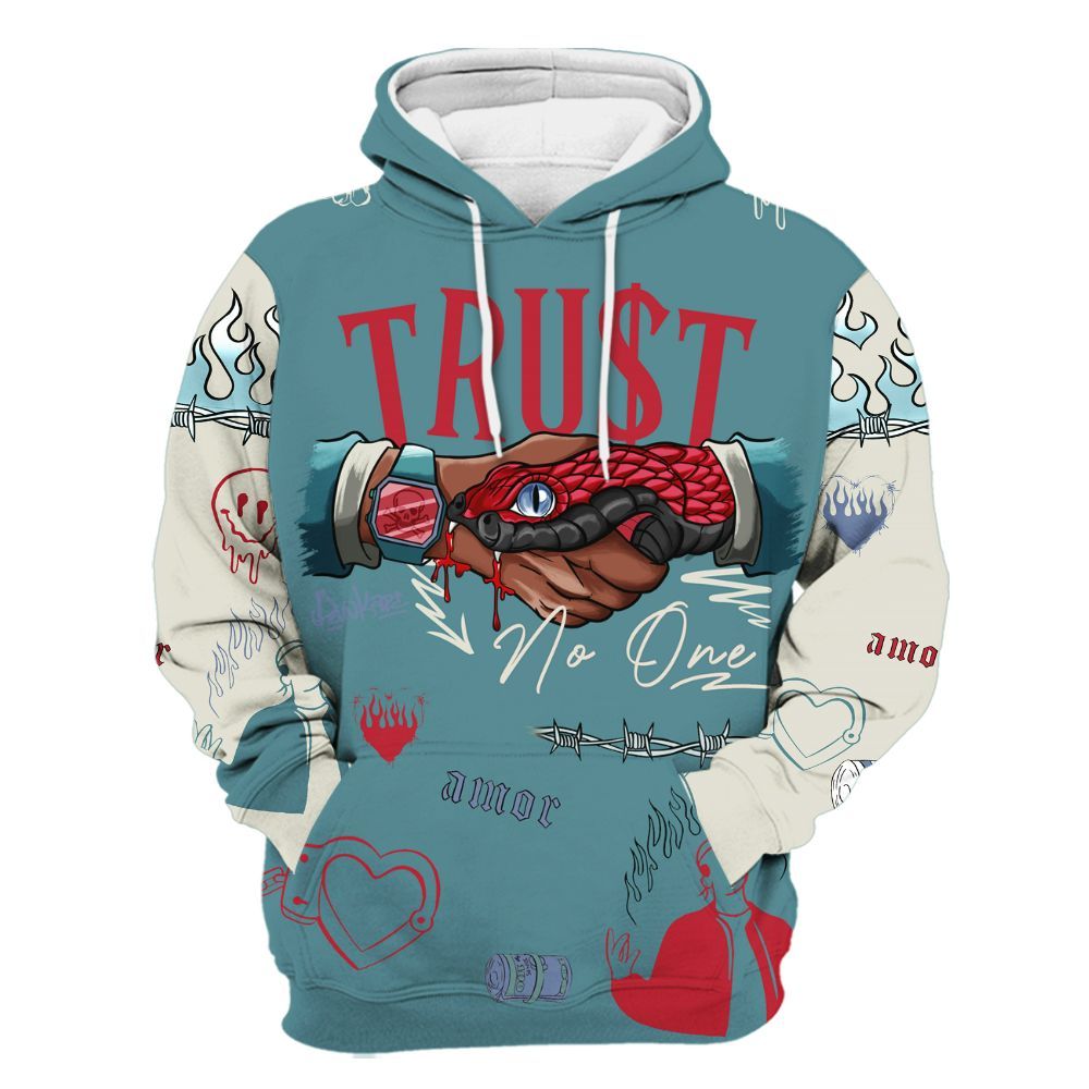 Hoodie To Match Dunk Low Denim Turquoise Royal - Snake Trust No One All Over Print