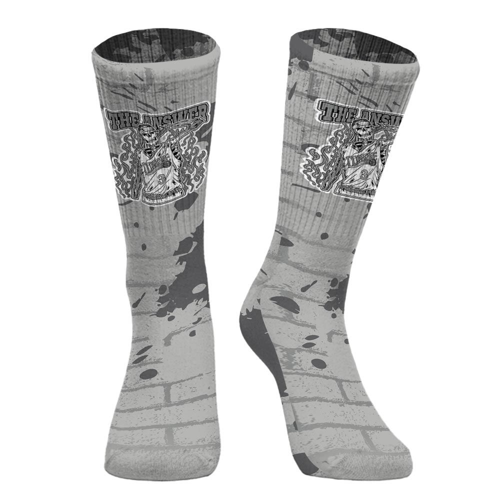 Sock To Match Retro Wet Cement 4s - Allen Answer Skeleton Brick