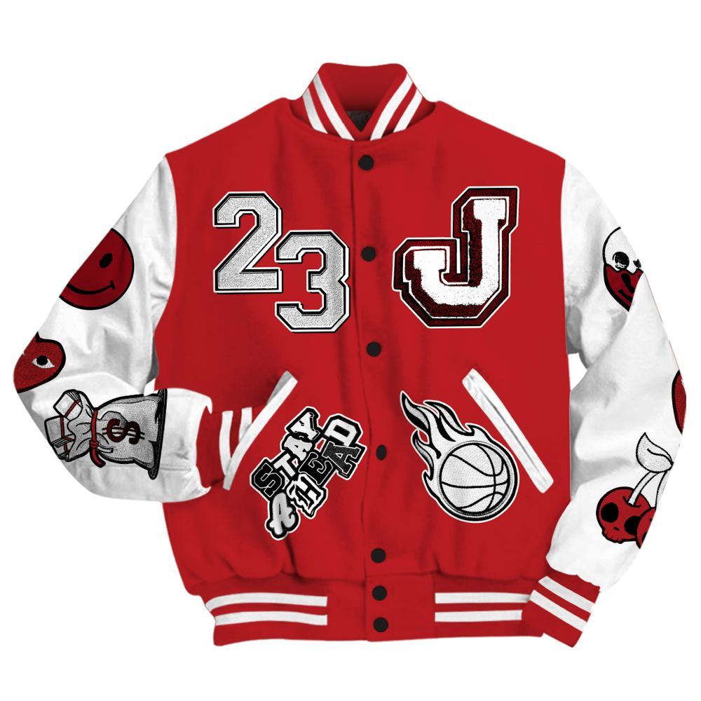 Varsity Jacket To Match Retro Cherry 12s - Hustles Money Number 23 All Over Print
