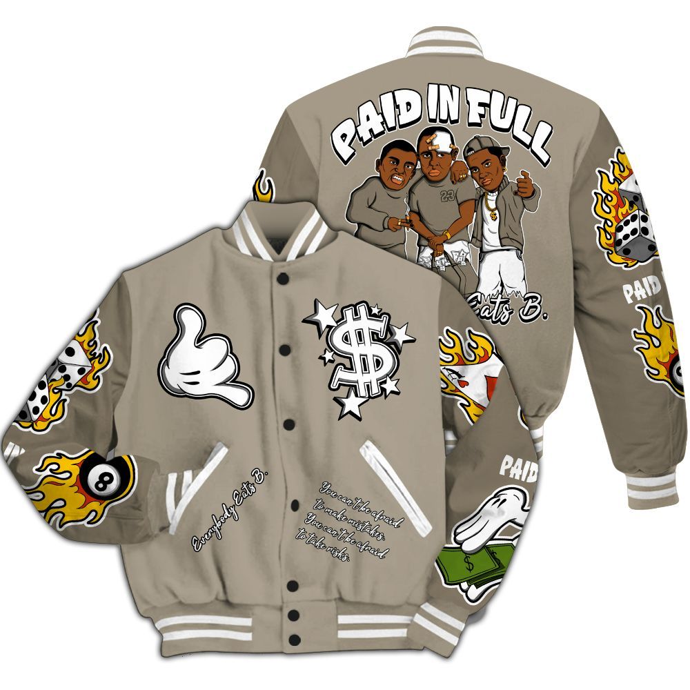 Varsity Jacket To Match High OG Khaki 1s - Everybody Paid In Full Graphic All Over Print