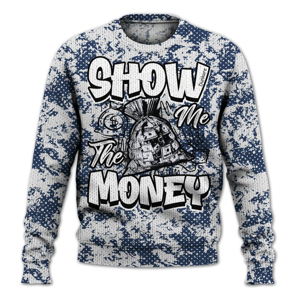 Knitted Sweater To Match Low 85 Metallic Blue 1s - Show Me The Money Retro
