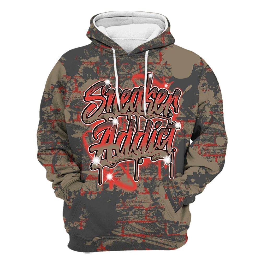 Hoodie To Match Olive 9s - Addiction Sneakers Graphic Street Art All Over Print