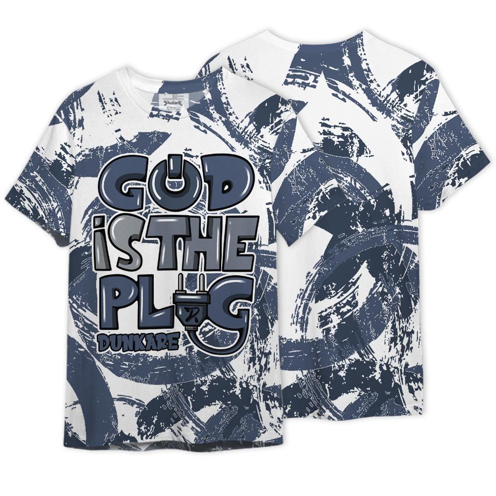 Shirt To Match Low Diffused Blue 11s - God Is The Power Cord Circle Paint Splash Graphic Shirt Unisex
