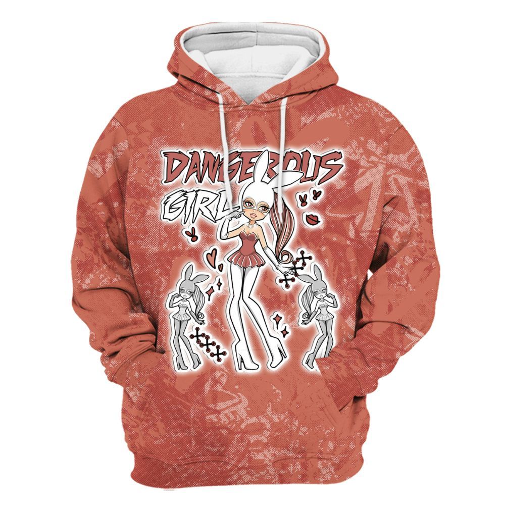 Hoodie To Match Dune Red 13s - Dangerous.Girl Heart Grunge All Over Print