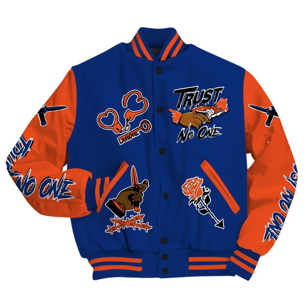 Varsity Jacket To Match Suede GS League - Trust No One Dripping All Over Print