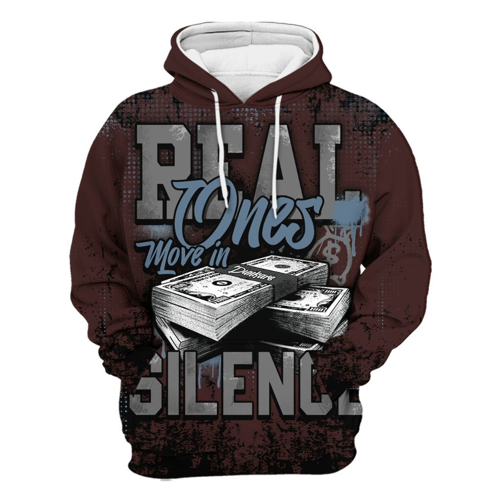 Hoodie To Match Burgundy 5s - Move In Silence Money Street Retro All Over Print