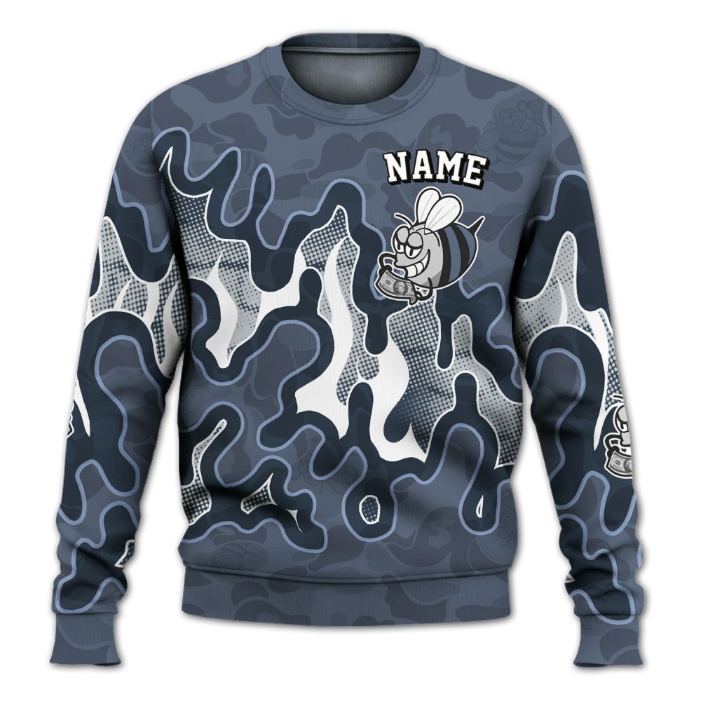 Sweatshirt To Match Low Diffused Blue 11s - No Day Off Graphic Custom Name All Over Print